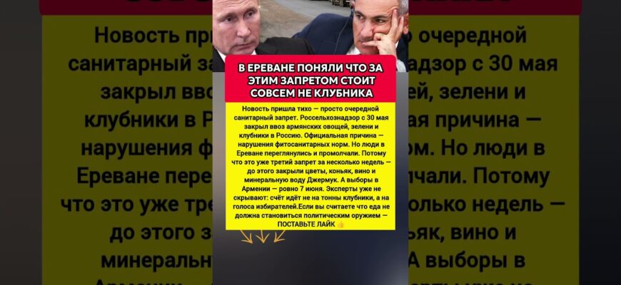 Россия ввела запрет на ввоз свежих овощей, зелени клубники и вишни из Армении. Последние новости