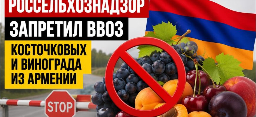 Россия запретила ввоз фруктов из Армении таких как: Вишня, виноград и косточковые под запретом